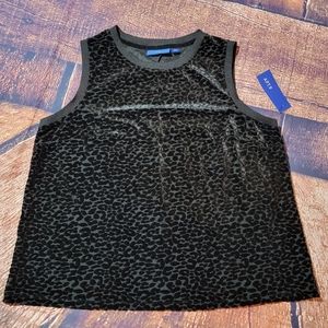 Apt. 9 Black cheetah print velour tank top